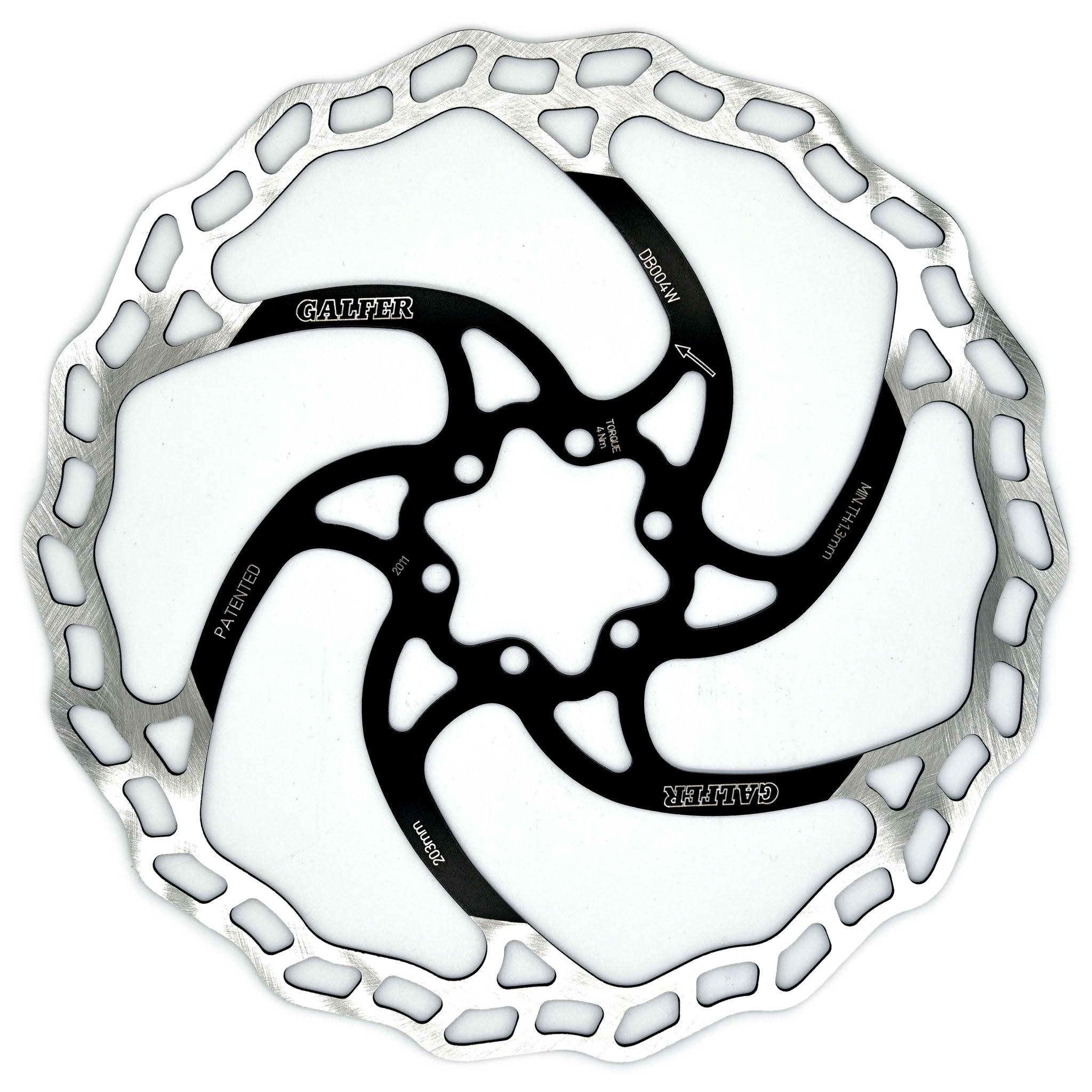 Galfer 203mm Rotor 6-Bolt  1.8mm Black/Silver