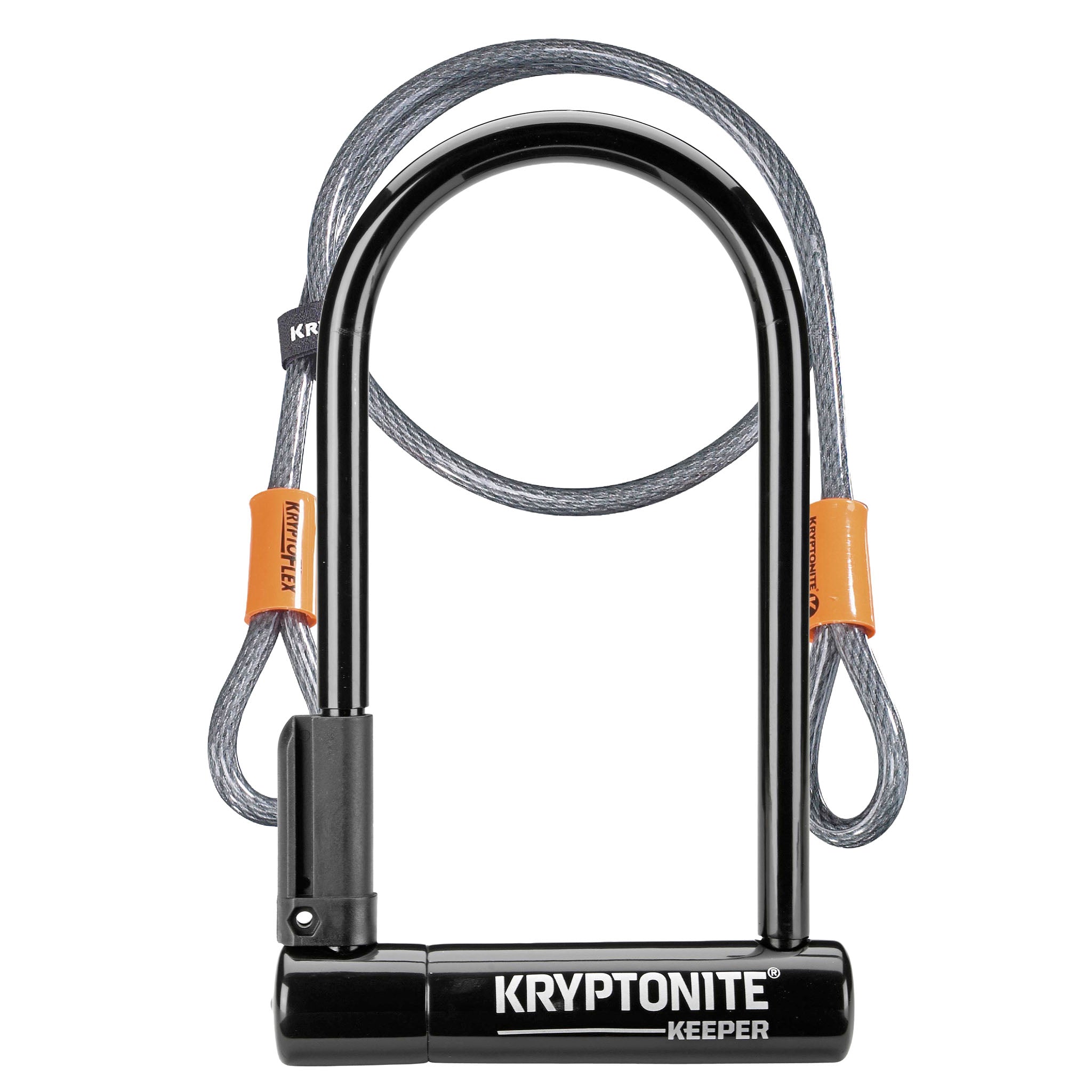 Kryptonite Keeper U-Lock - 4 x 8" Keyed Black Includes 4' cable and bracket