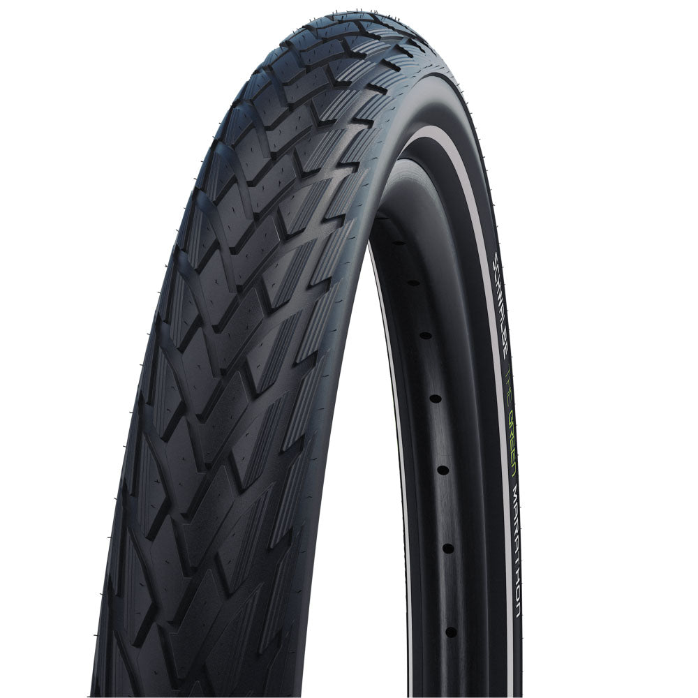 Schwalbe Green Marathon Tire - 26 x 2.00 Clincher Wire BLK/Reflective Performance Line GreenGuard TwinSkin Addix