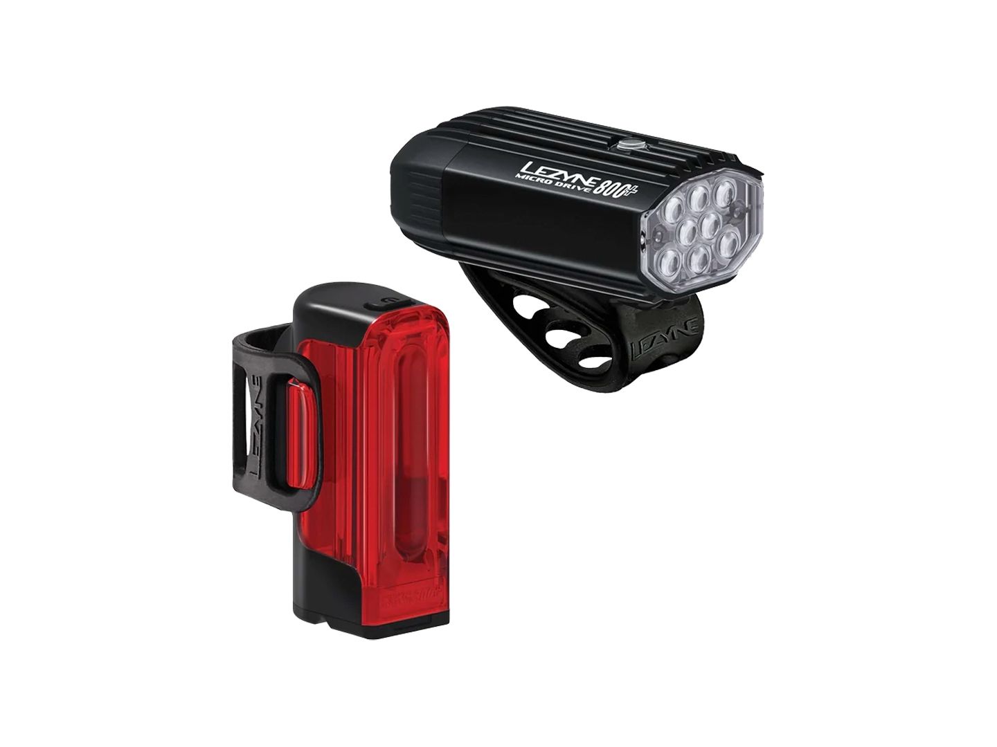 Lezyne MicroDrive 800+/Strip Drive 300+ Headlight/Taillight Set -  Black